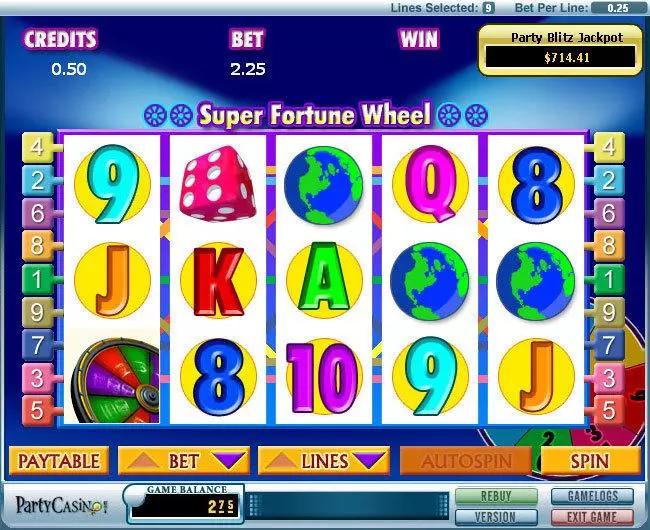 Main Screen Reels - bwin.party Super Fortune Wheel Slot