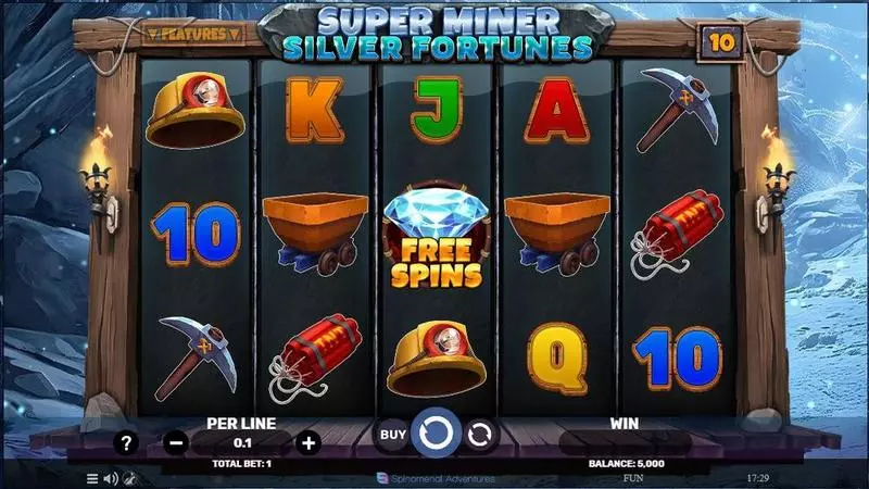 Main Screen Reels - Spinomenal Super Miner – Silver Fortunes Slot