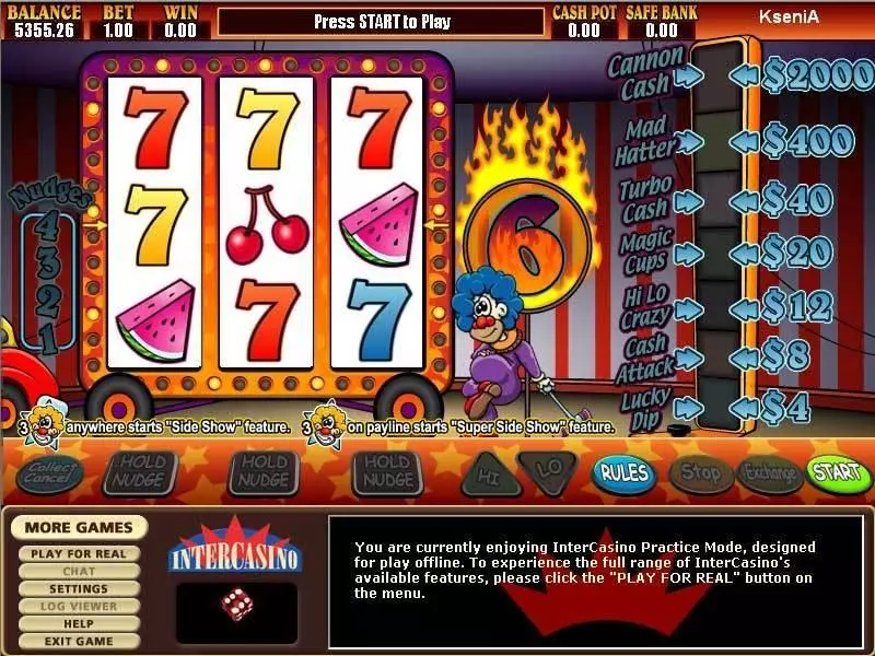 Main Screen Reels - CryptoLogic Super Sideshow Slot