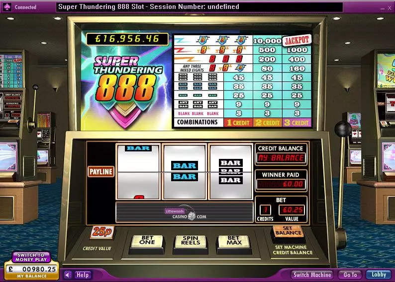 Main Screen Reels - 888 Super Thundering 888 Slot