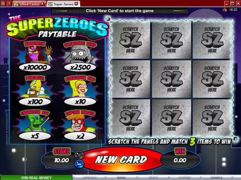 Introduction Screen - Microgaming Super Zeroes Parlor