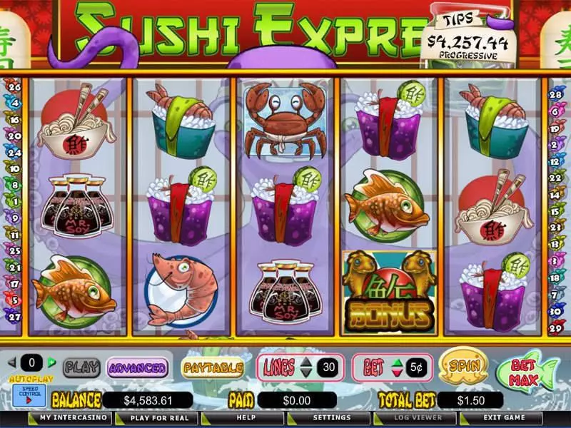 Main Screen Reels - CryptoLogic Sushi Express Slot