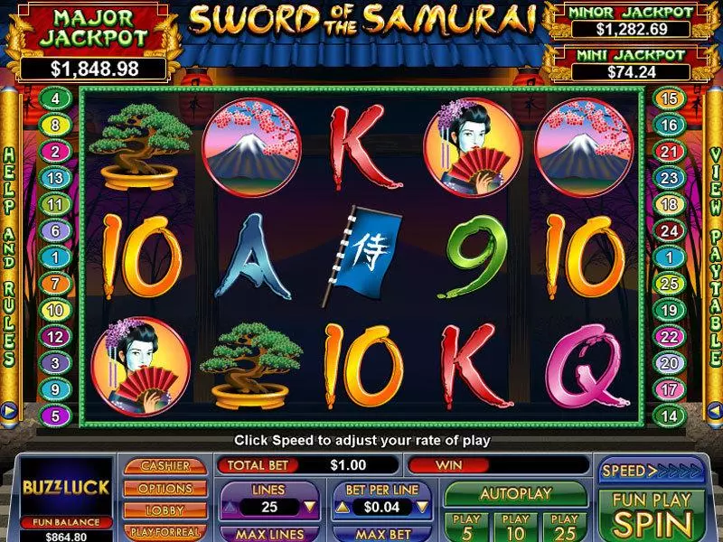 Main Screen Reels - NuWorks Sword of the Samurai Slot
