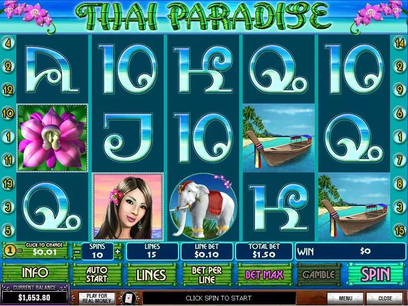 Main Screen Reels - PlayTech Thai Paradise Slot