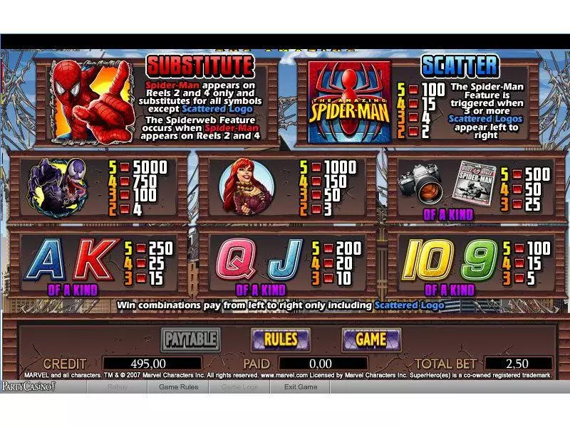 Info and Rules - bwin.party The Amazing Spider-Man Slot