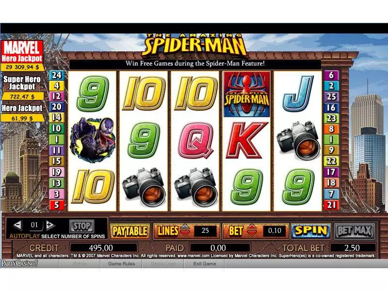 Main Screen Reels - bwin.party The Amazing Spider-Man Slot