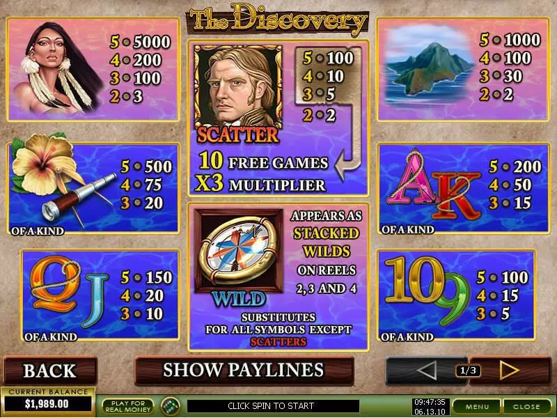 Info and Rules - PlayTech The Discovery Slot