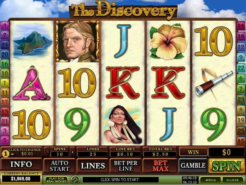 Main Screen Reels - PlayTech The Discovery Slot