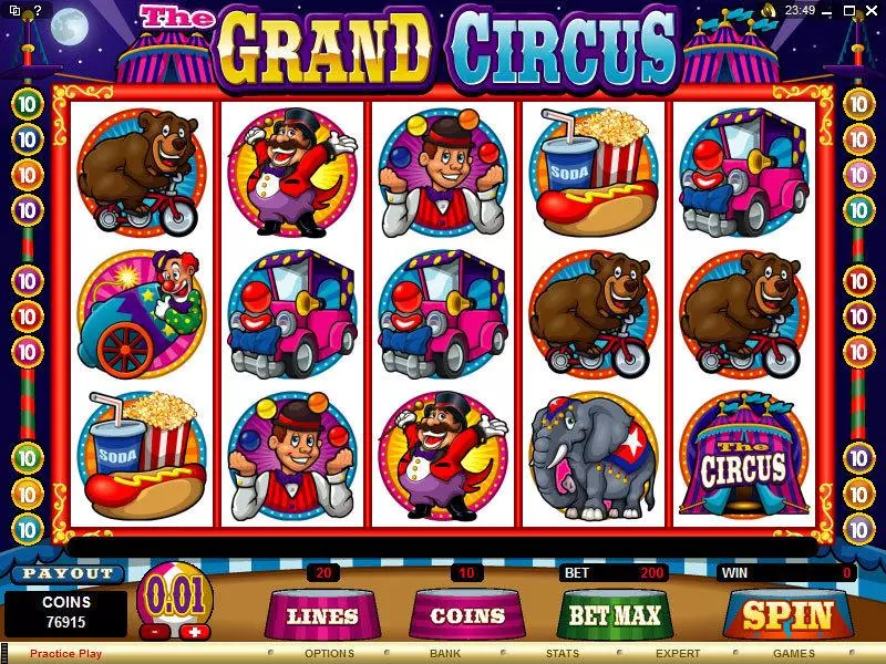 Main Screen Reels - Microgaming The Grand Circus Slot