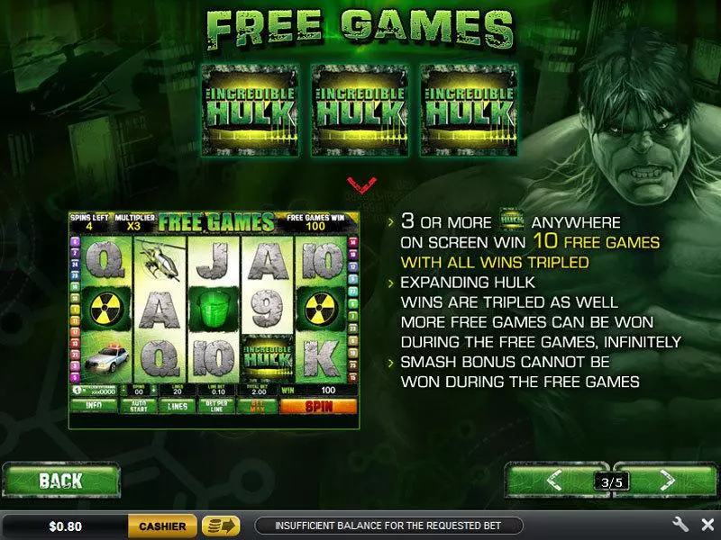 Bonus 2 - PlayTech The Incredible Hulk 50 Line Slot