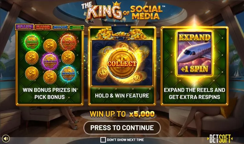 Info and Rules - BetSoft The King of Social Media Slot