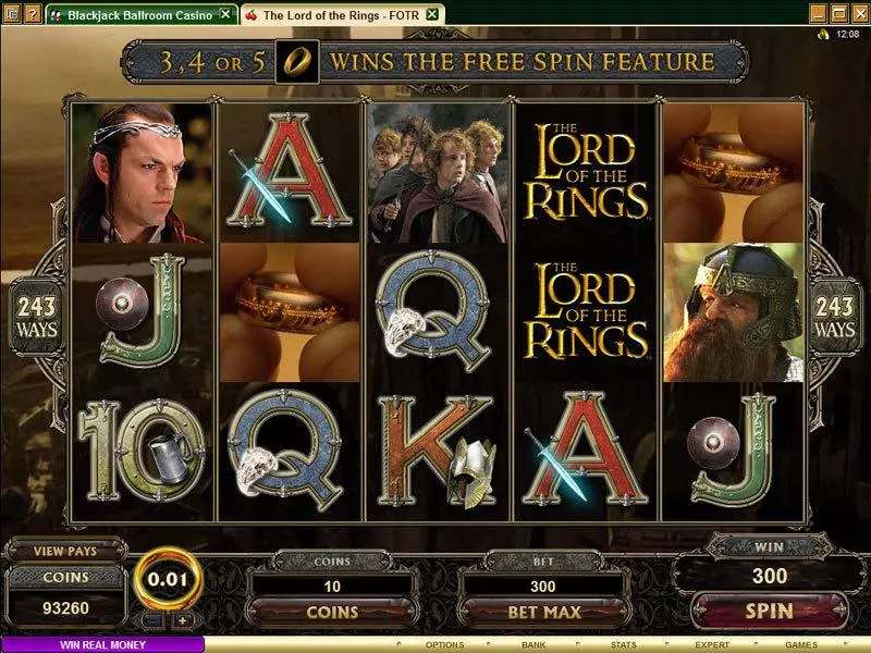 Main Screen Reels - Microgaming The Lord of the Rings - The Fellowship of the Ring Slot