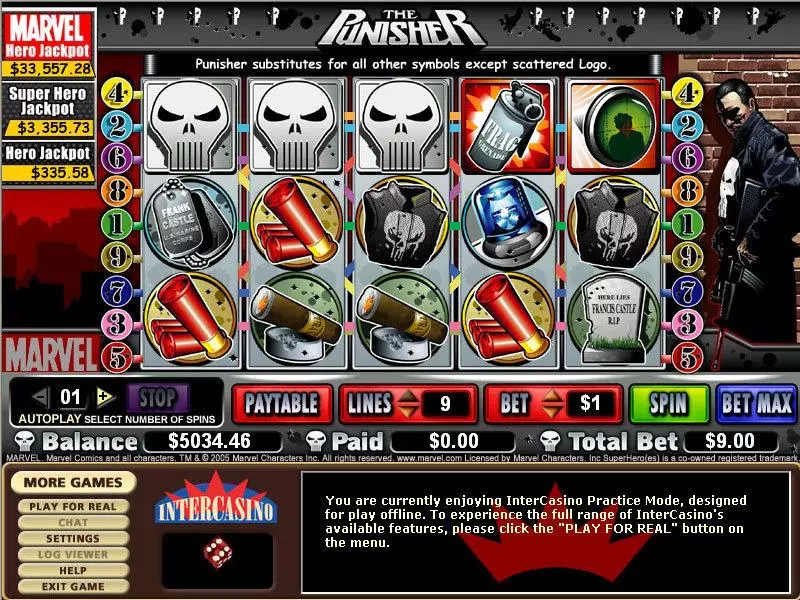 Main Screen Reels - CryptoLogic The Punisher Slot
