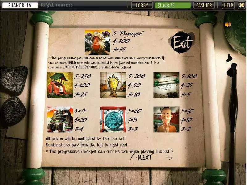 Info and Rules - Sheriff Gaming The Temple of Shangri-La Slot