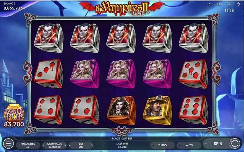 Main Screen Reels - Endorphina The Vampires II Dice Slot