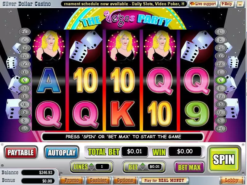 Main Screen Reels - WGS Technology The Vegas Party Slot