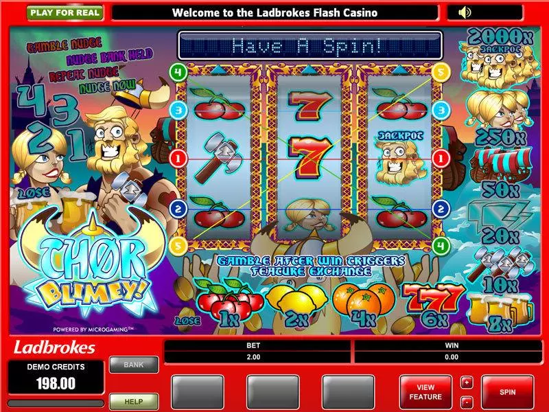 Main Screen Reels - Microgaming Thor Blimey Slot