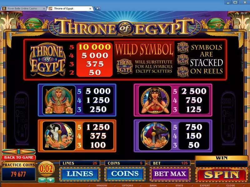 Info and Rules - Microgaming Throne of Egypt Slot