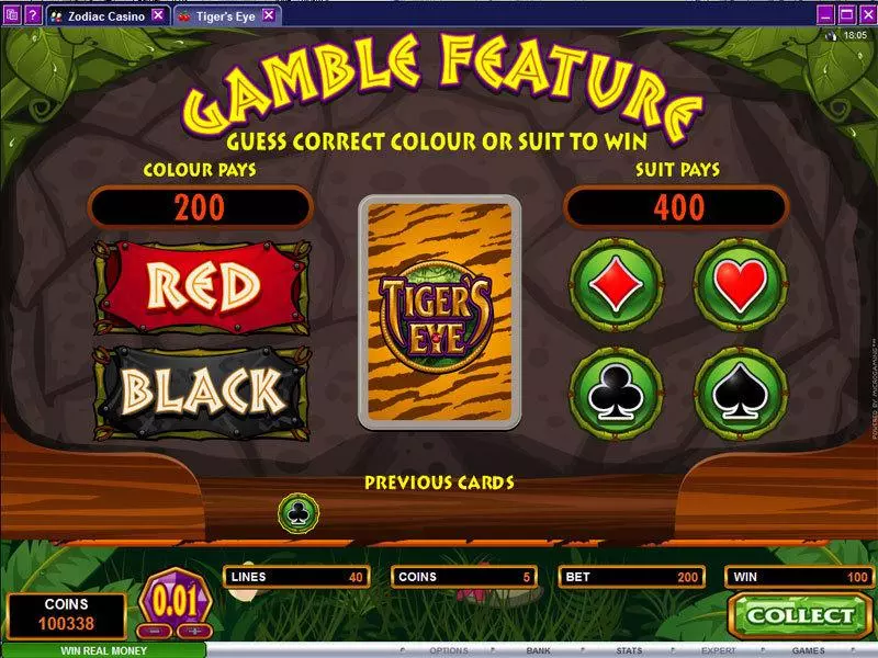 Gamble Screen - Microgaming Tiger's Eye Slot