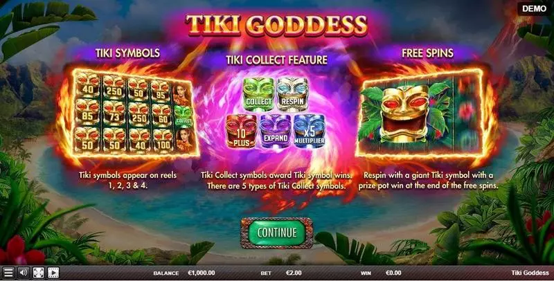 Info and Rules - Red Rake Gaming Tiki Goddess Slot