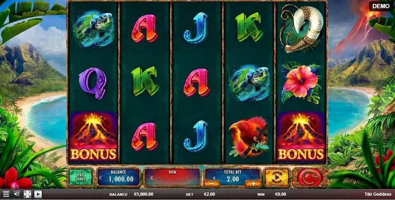 Main Screen Reels - Red Rake Gaming Tiki Goddess Slot