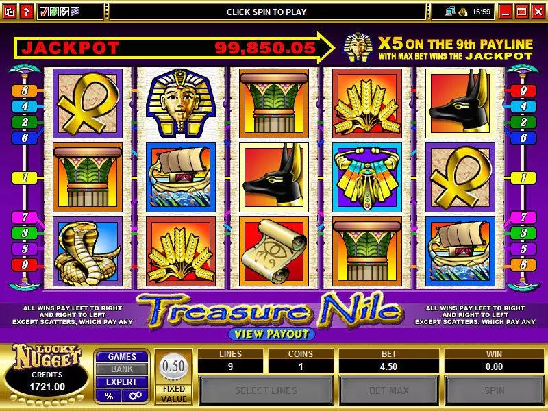 Main Screen Reels - Microgaming Treasure Nile Slot