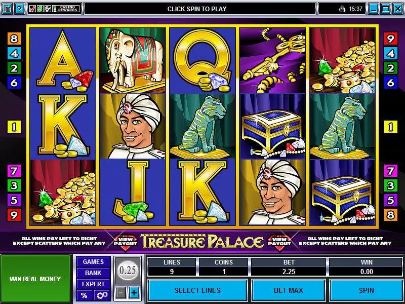 Main Screen Reels - Microgaming Treasure Palace Slot