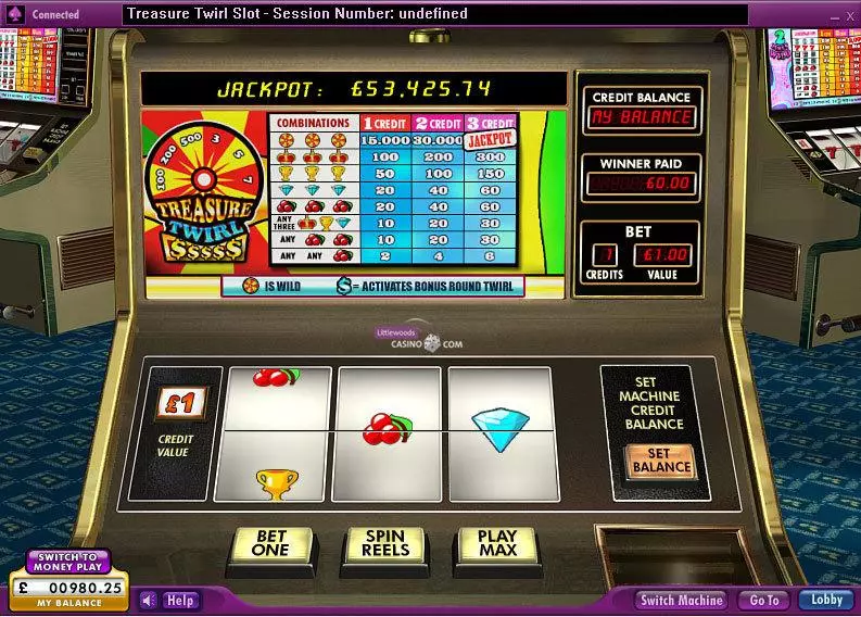 Main Screen Reels - 888 Treasure Twirl Slot