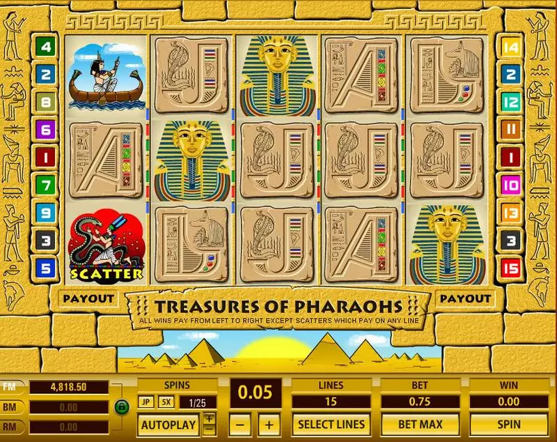 Main Screen Reels - Topgame Treasures of Pharaohs 15 Lines Slot