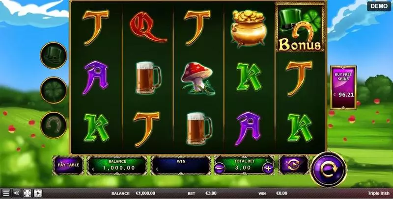 Main Screen Reels - Red Rake Gaming Triple Irish Slot