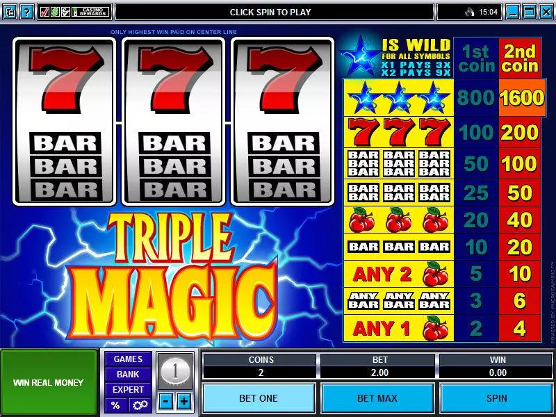 Main Screen Reels - Microgaming Triple Magic Mini Slot