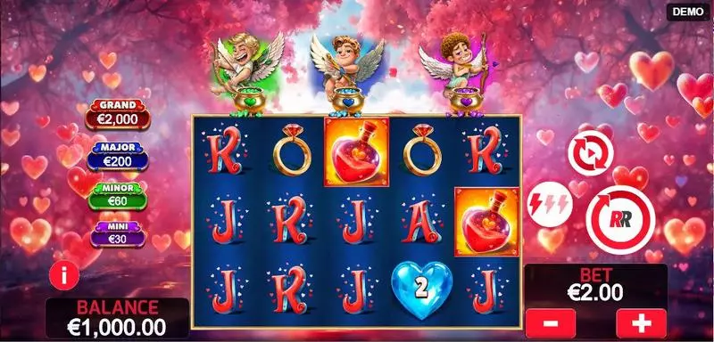 Main Screen Reels - Red Rake Gaming Triple Valentine Slot