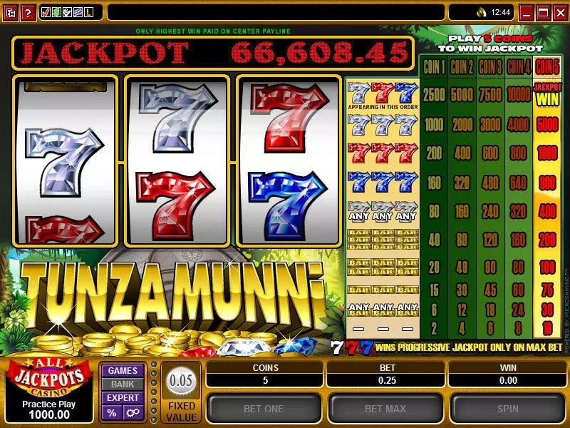 Main Screen Reels - Microgaming Tunzamunni Slot