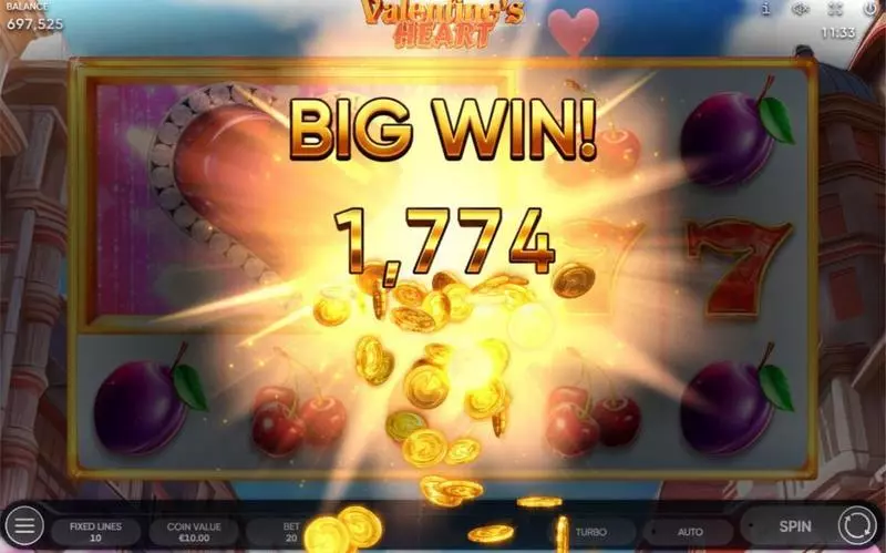 Winning Screenshot - Endorphina Valentine's Heart Slot