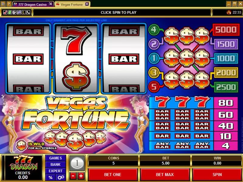 Main Screen Reels - Microgaming Vegas Fortune Slot