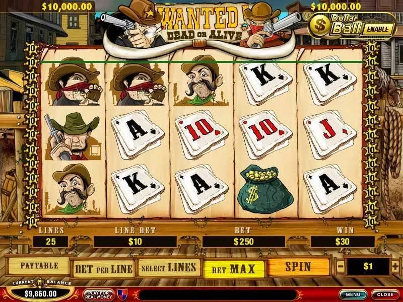 Main Screen Reels - PlayTech Wanted Dead or Alive Slot