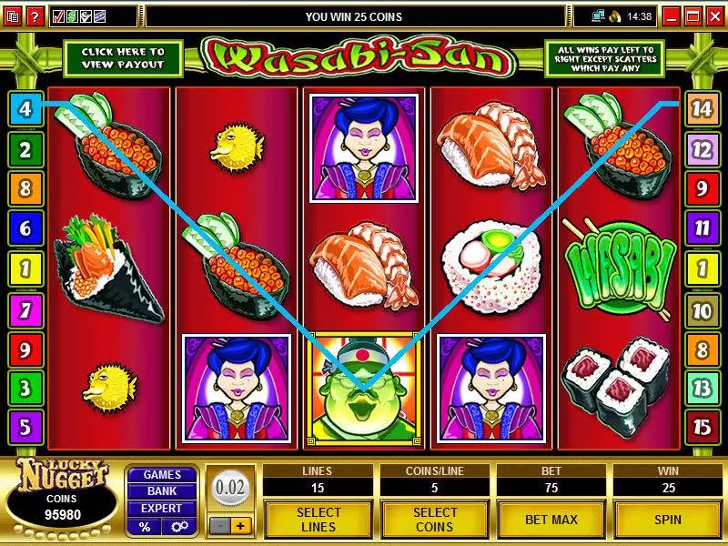 Main Screen Reels - Microgaming Wasabi San Slot