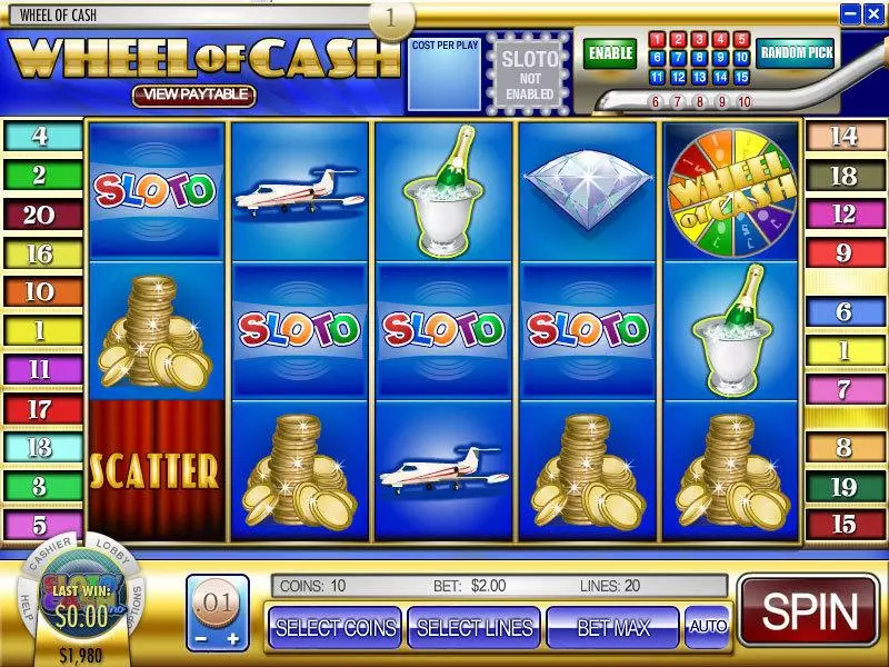 Main Screen Reels - Rival Wheel of Cash Slot