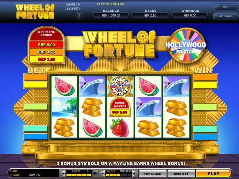 Main Screen Reels - IGT Wheel of Fortune Hollywood Edition Slot