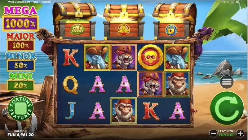 Main Screen Reels - Four Leaf Gaming Wild Buccaneers Slot