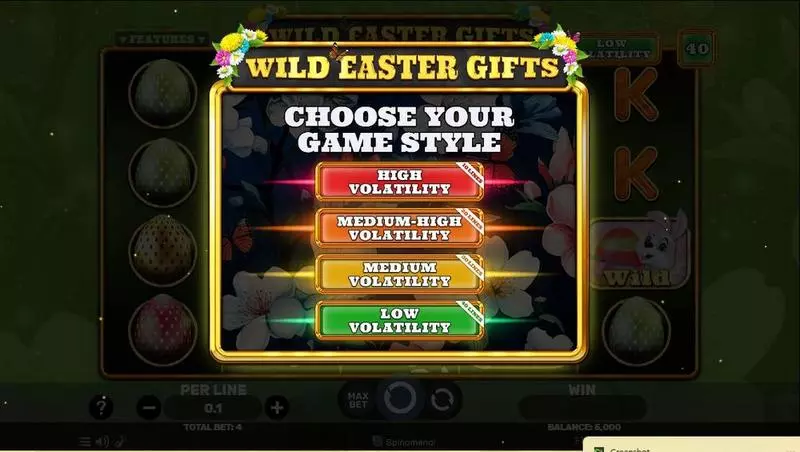 Introduction Screen - Spinomenal Wild Easter Gifts Slot
