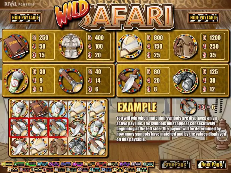 Info and Rules - Rival Wild Safari Slot