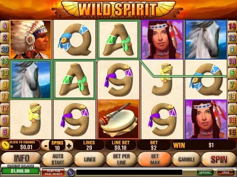 Main Screen Reels - PlayTech Wild Spirit Slot