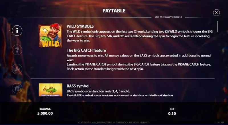 Paytable - StakeLogic Wild Wild Bass 2 Slot