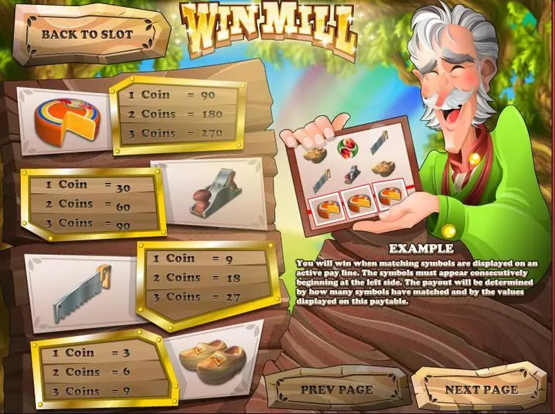 Info and Rules - Rival Win Mill Slot