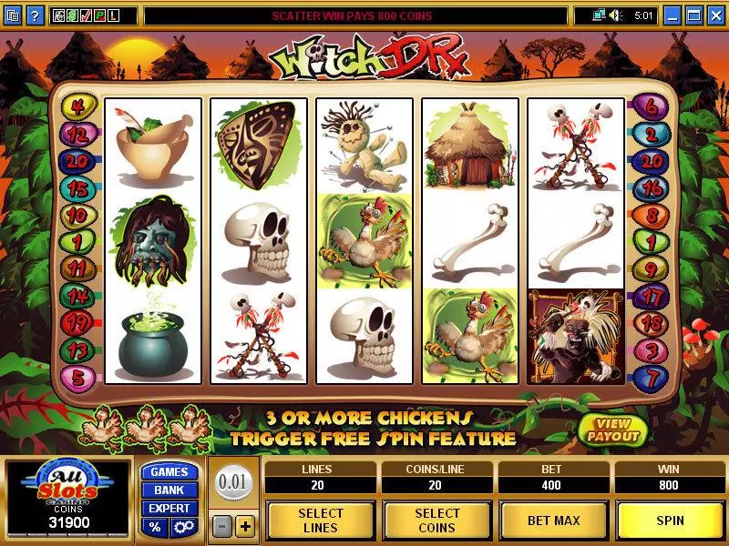 Main Screen Reels - Microgaming Witch Dr Slot