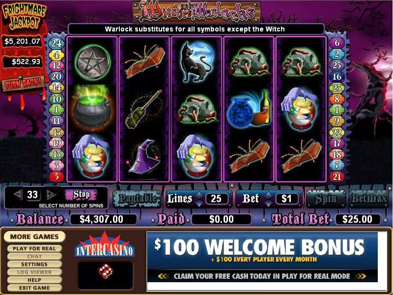 Main Screen Reels - CryptoLogic Witches and Warlocks Slot