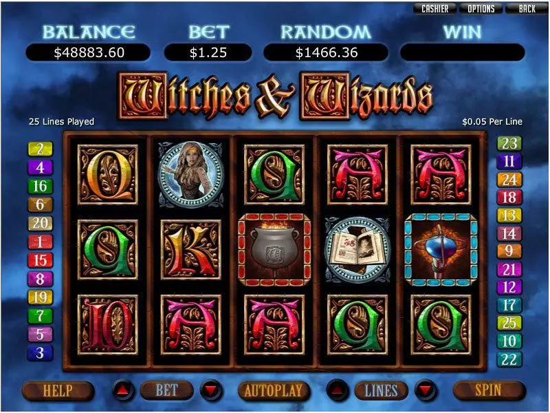 Main Screen Reels - RTG Witches and Wizards Slot