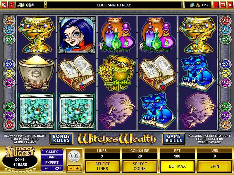 Main Screen Reels - Microgaming Witches Wealth Slot