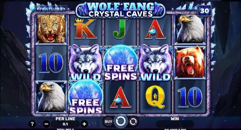 Main Screen Reels - Spinomenal Wolf Fang – Crystal Caves Slot